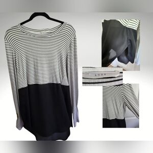 Lush oversize striped top, sheer flowy bottom, sz M EUC